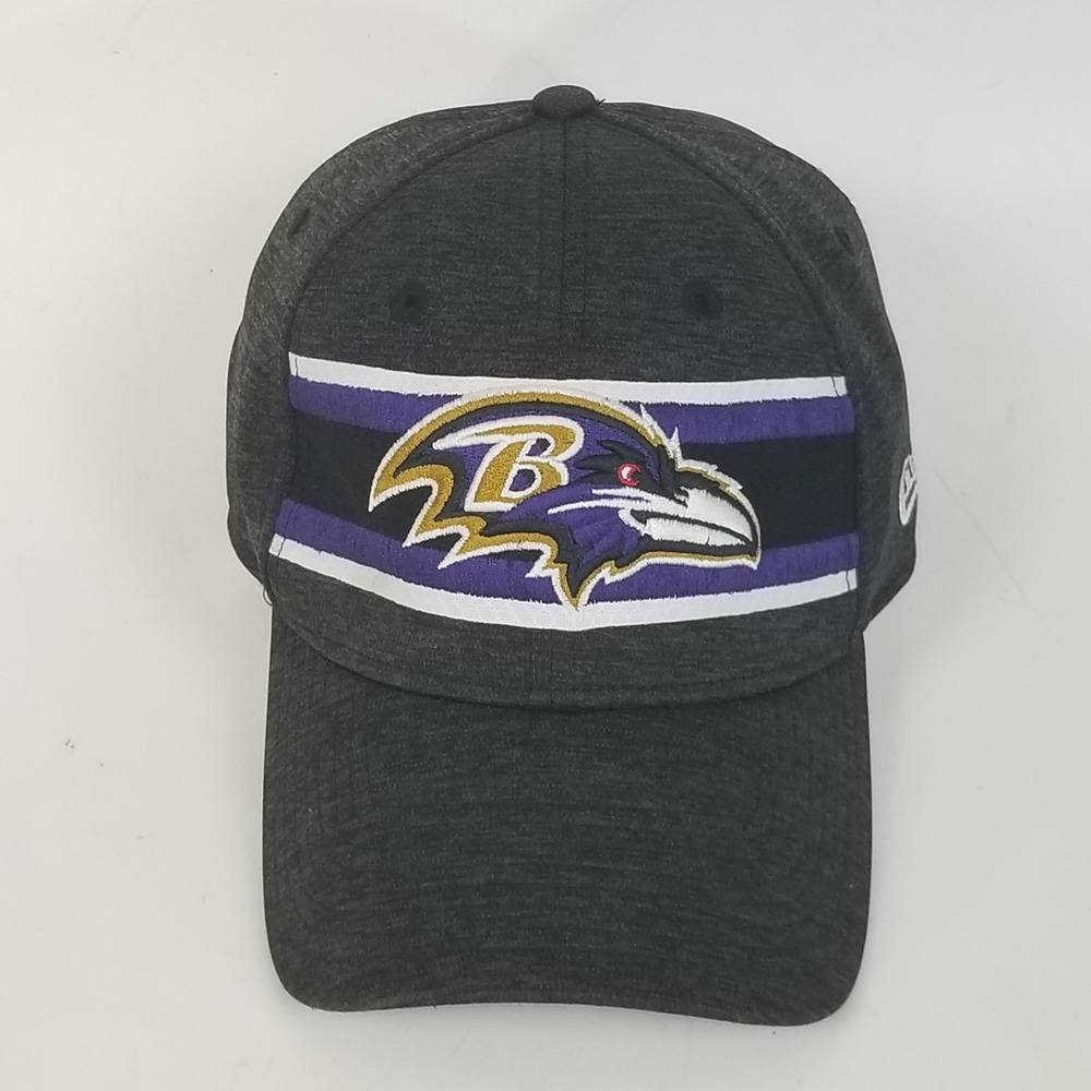 New Era Hat Mens M/L Gray Baltimore Ravens 39THIRTY Stretch Fit NFL Football Cap